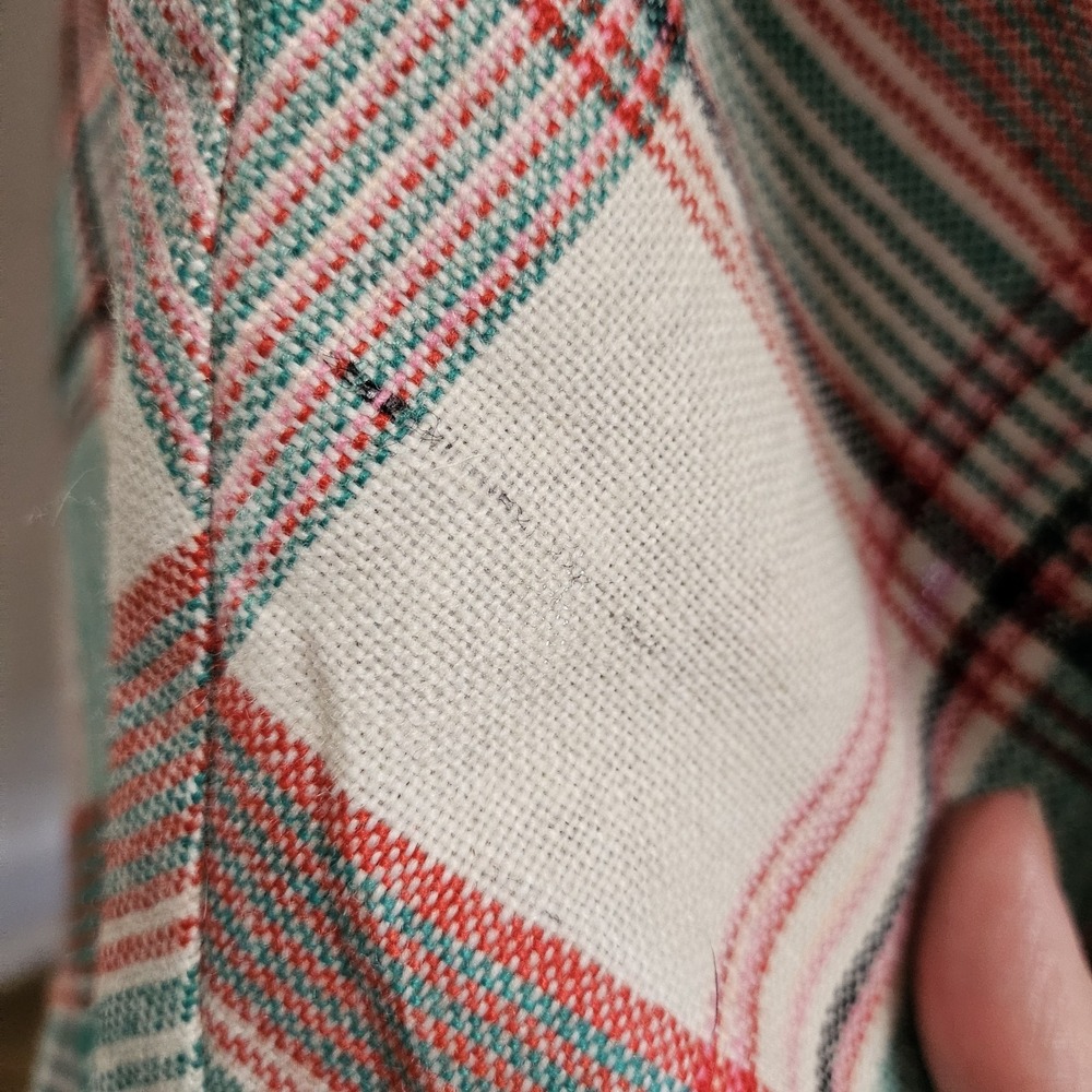 Vintage 70s Christmas Pink Red Green Plaid Wool Blend Midi Skirt Size S Holiday - Picture 6 of 8